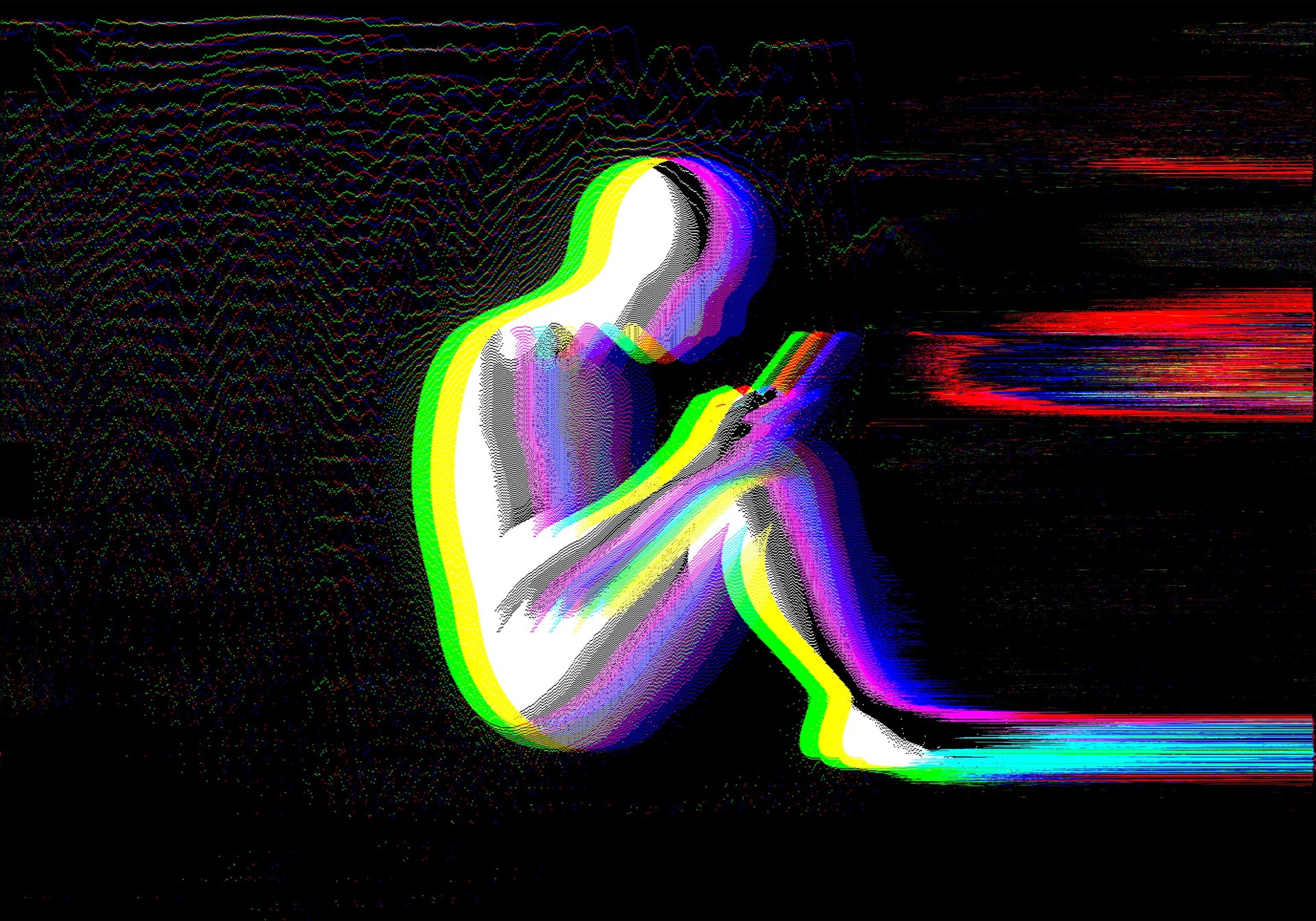 Abstract Doomscrolling Concept in Glitch Aesthetic